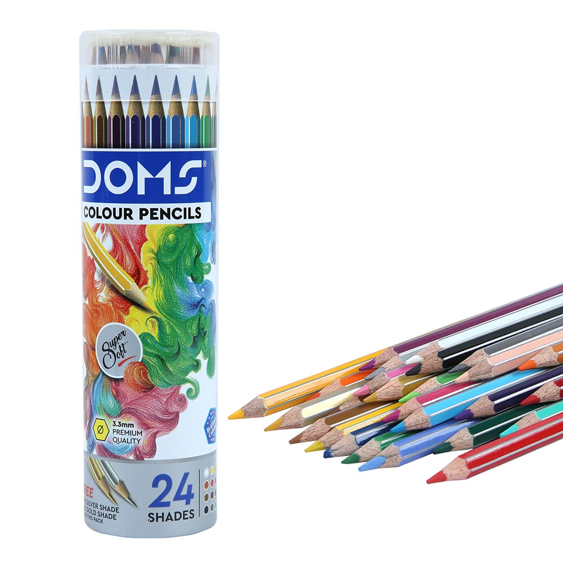 DOMS ROUND TIN 24 COLORS(Long